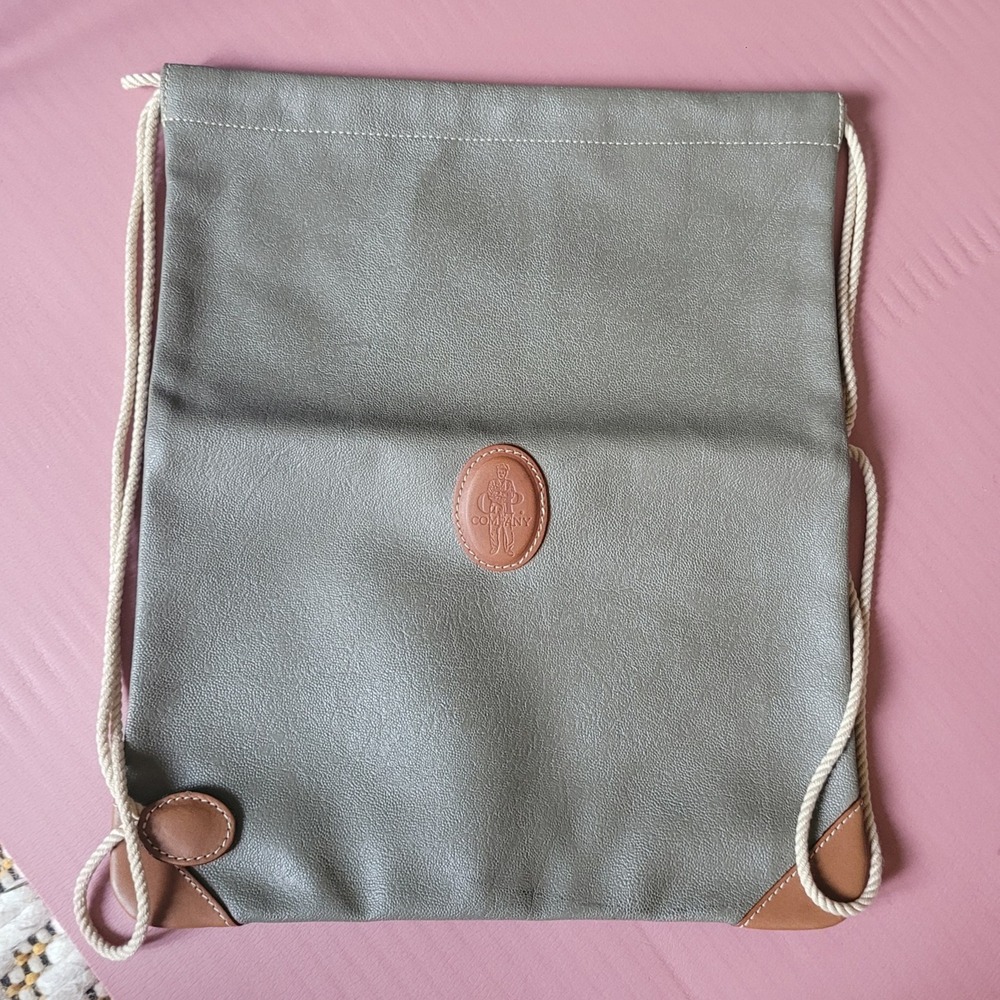 NWOT NEW C.P. Company Drawstring Bag Gray Leather Logo Accent Authentic Quality